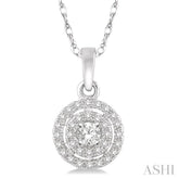 1/5 Ctw Round Cut Diamond Fashion Pendant in 14K White Gold with Chain